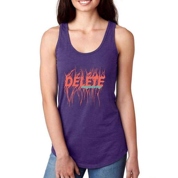 Delete Negativity Hot Salmon Racerback Tank Women -Image by Shutterstock, Female Small