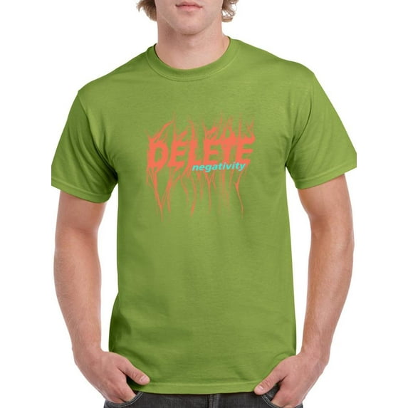 Delete Negativity Hot Salmon T-Shirt Men -Image by Shutterstock, Male 4X-Large