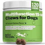 Deley Naturals 15 in 1 Dog Vitamins - Multivitamins Dog Chews for All Ages