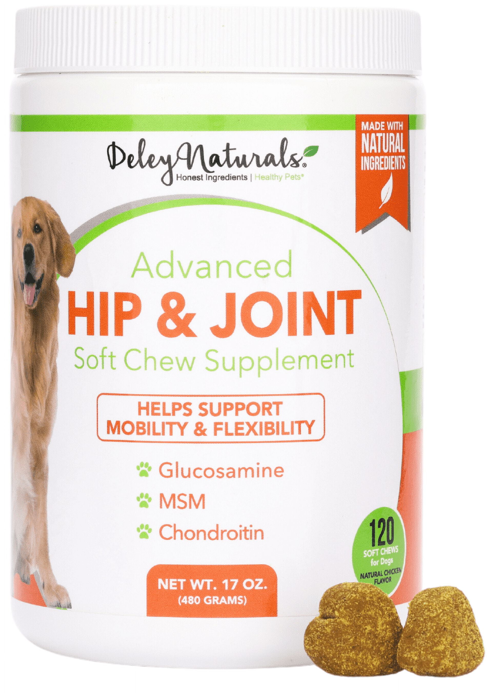 Deley Naturals Hip & Joint Chews for Dogs, Advanced Arthritis Pain