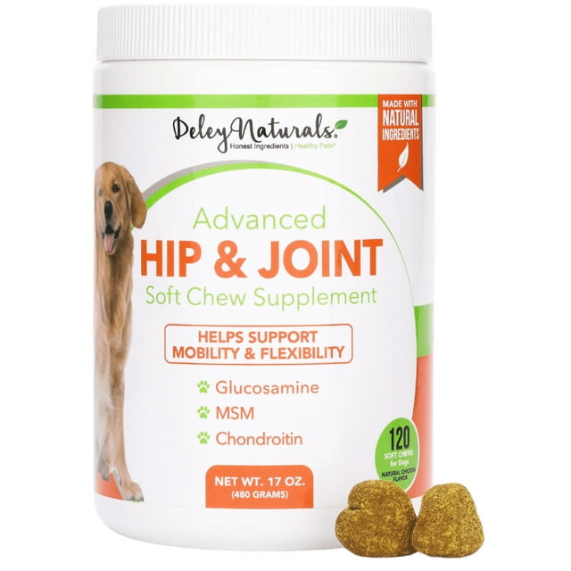 Deley Naturals Hip & Joint Chews for Dogs, Advanced Arthritis Pain