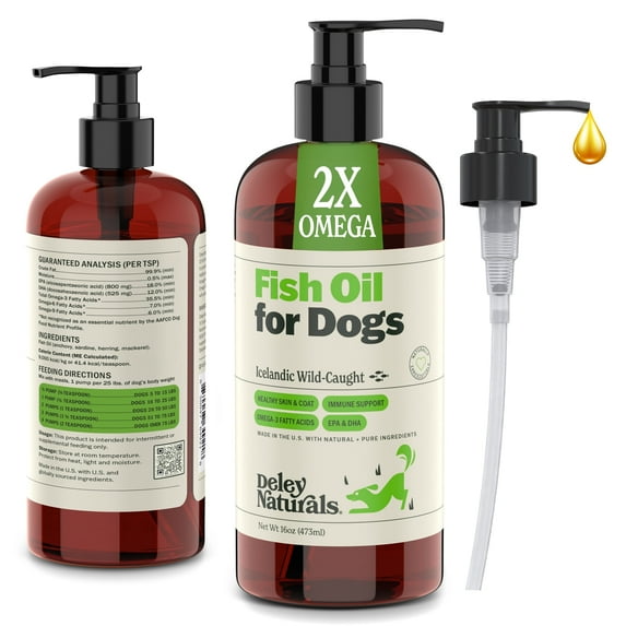 Deley Naturals Wild Caught Fish Oil for Dogs - Itch Relief for Dogs 16oz