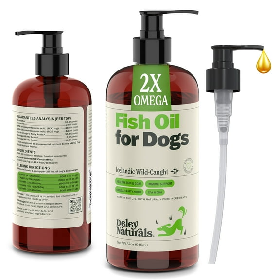 Deley Naturals Wild Caught Fish Oil for Dogs - Itch Relief for Dogs 32oz