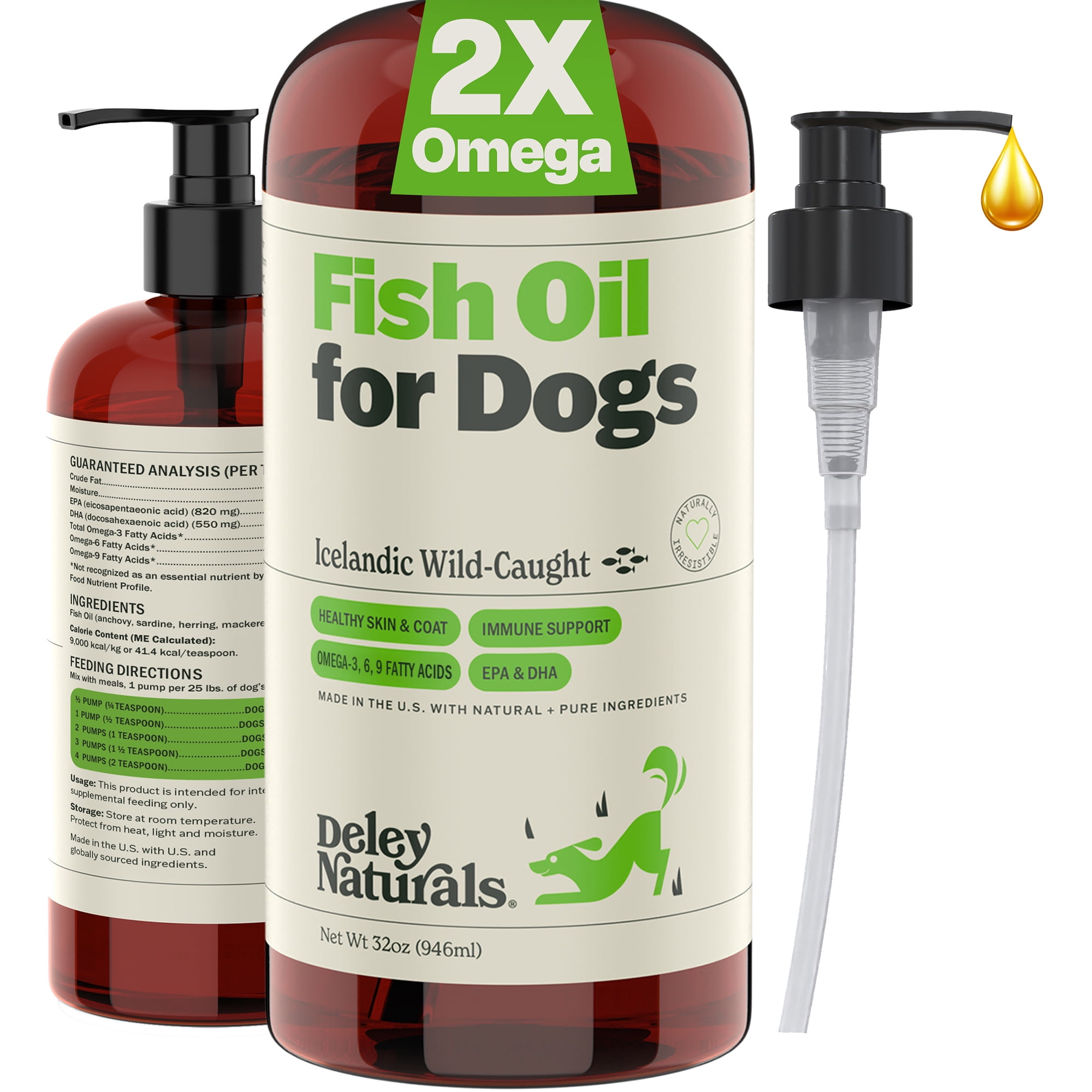 Deley Naturals Wild Caught Fish Oil for Dogs - Itch Relief for Dogs 32oz