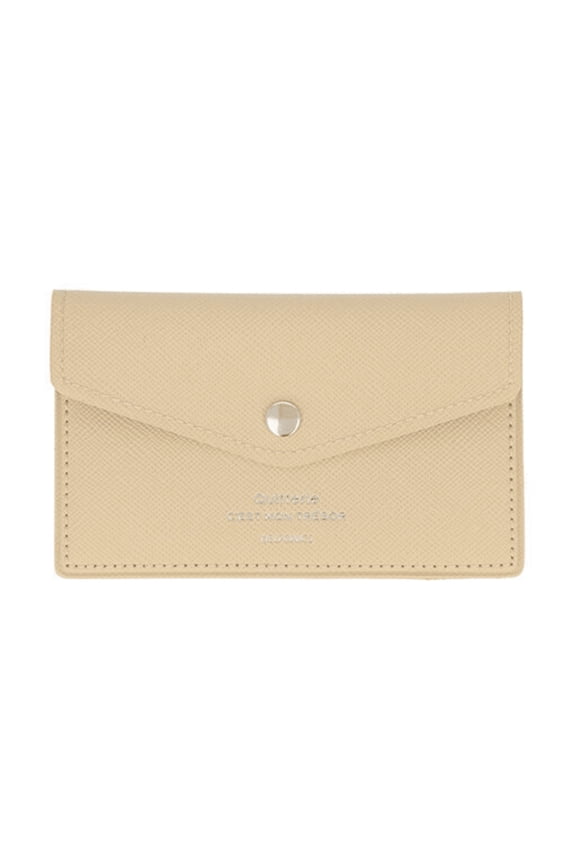 Quitterie Card Case with Snap: 4-1/2 in. x 2.9 in. (Beige)