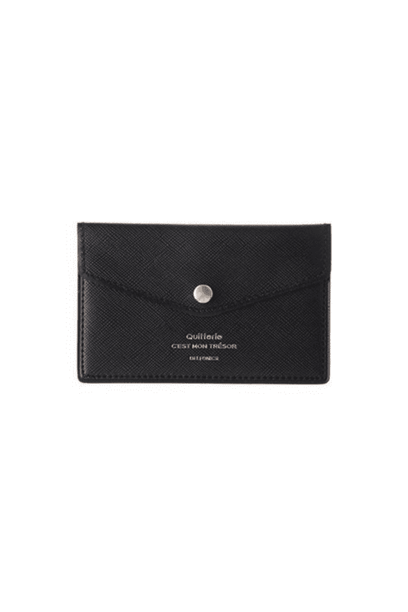 Quitterie Card Case with Snap: 4-1/2 in. x 2.9 in. (Black)