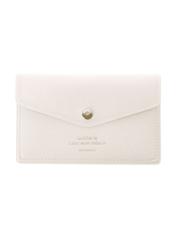 Quitterie Card Case with Snap: 4-1/2 in. x 2.9 in. (White)