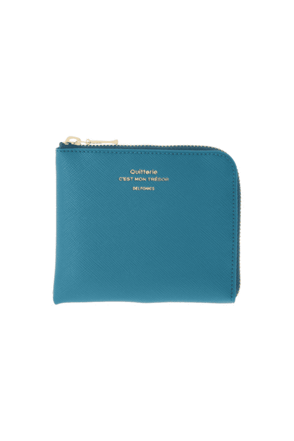 Quitterie Half Zip Card Case: 4.3 in. x 3.8 in. (Turquoise Blue)