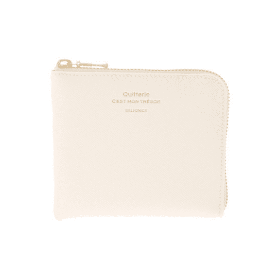 Delfonics Quitterie Half Zip Card Case: 4.3 in. x 3.8 in. (White)