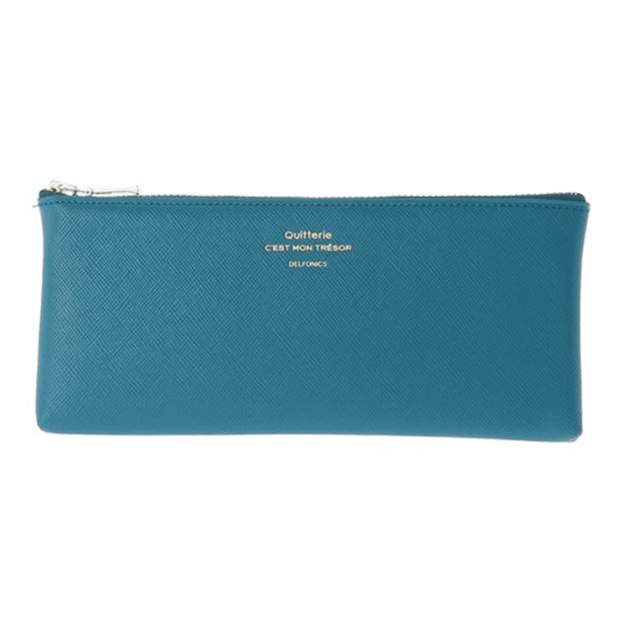 Delfonics Quitterie Pen & Pencil Case: 7.2 in. x 3.3 in. (Turquoise Blue)