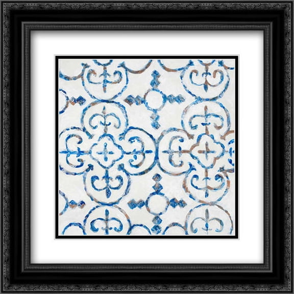 Delft Blue Pattern 1 2x Matted 20x20 Black Ornate Framed Art Print by Smith, Hope