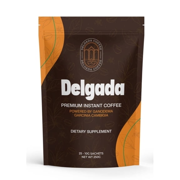 Delgada Instant Coffee - Premium Garcinia Cambogia and Ganoderma, Rich Bold Taste - 30 Sachets