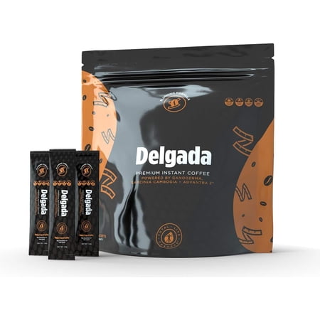 Delgada Premium Instant Coffee with Ganoderma Lucidum Mushroom, 25 Sachets, 2.8 oz Each