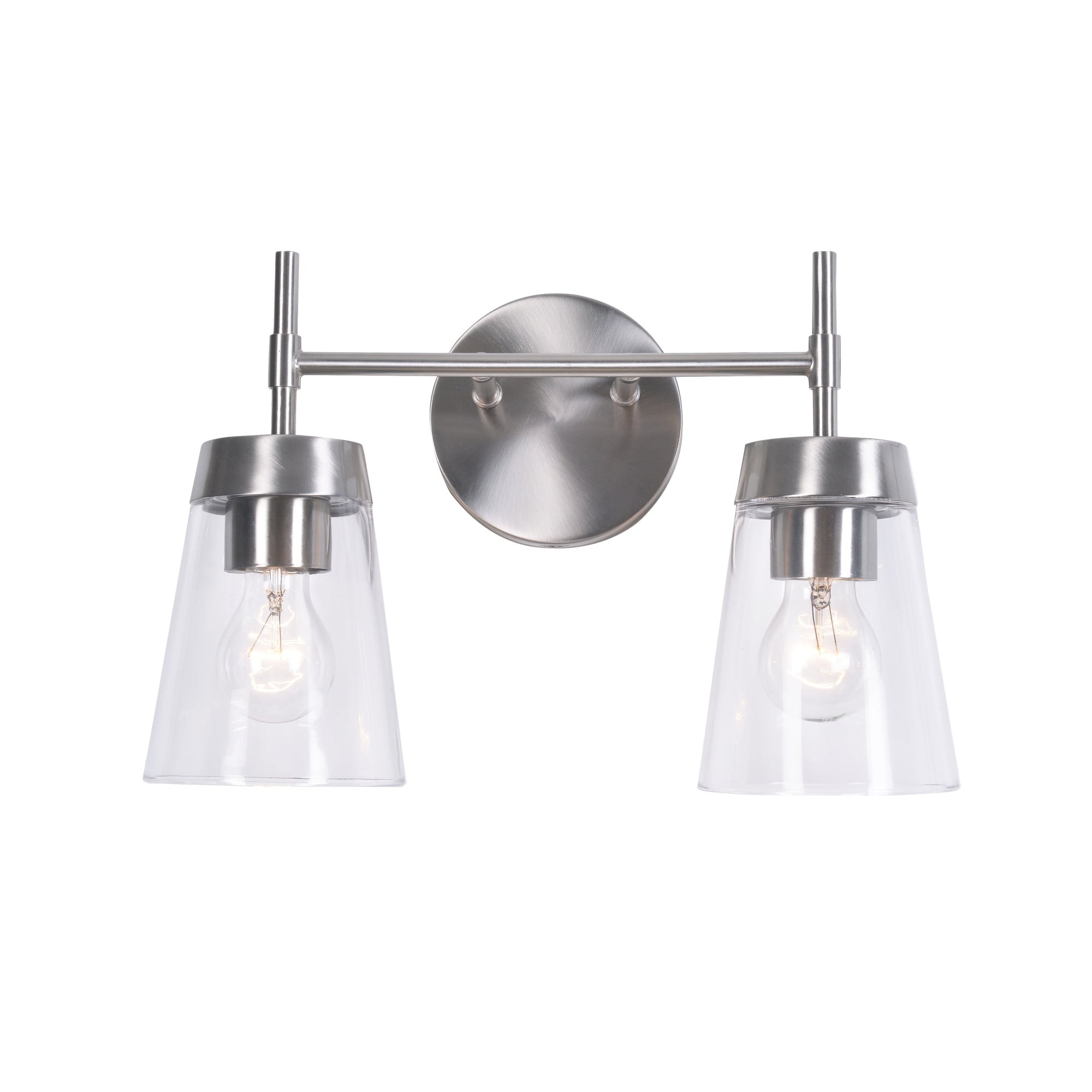 Kenroy Home Delgado 15'' Vanity Light 2-Light Wall Light Fixture Transitional Table Light Fixture for Bathroom, Hallway, or Office, Brushed Steel