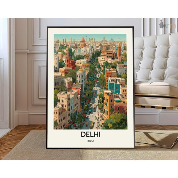 Delhi India City Map Poster, Unframed Paper Poster 16x20in