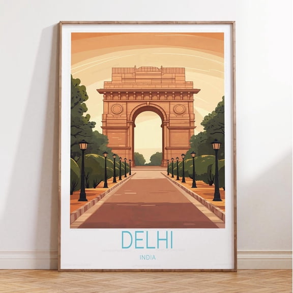 Delhi India Traditional Urban Landscape Wall Art, Unframed Paper Print Size 8x12