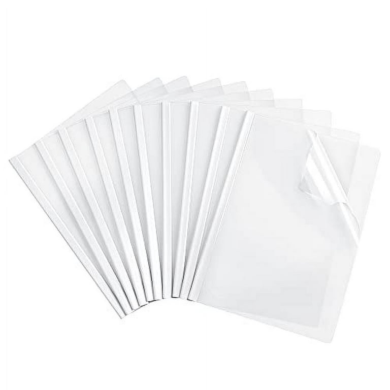 Deli 10 Pack Sliding Bar Clear Report Covers, Transparent Resume  Presentation File Folders Organizer Binder for A4 Size Paper, White 