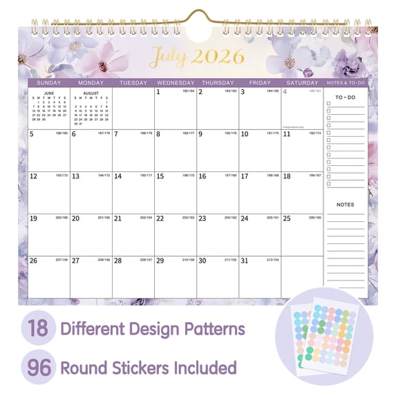 Deli 18 Months Wall Calendar 2026, 11" x 8.5", Thick Paper with Julian Dates and Block, Monthly Planner for Office Home Planning & Organizing, Color Design