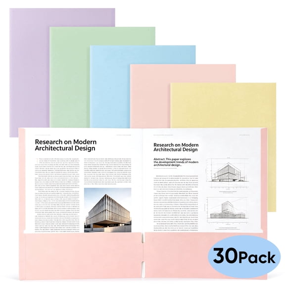 Deli 2 Pocket Paper Folders, 30 Count, File Folders with Pockets, Letter Size, Assorted Colors
