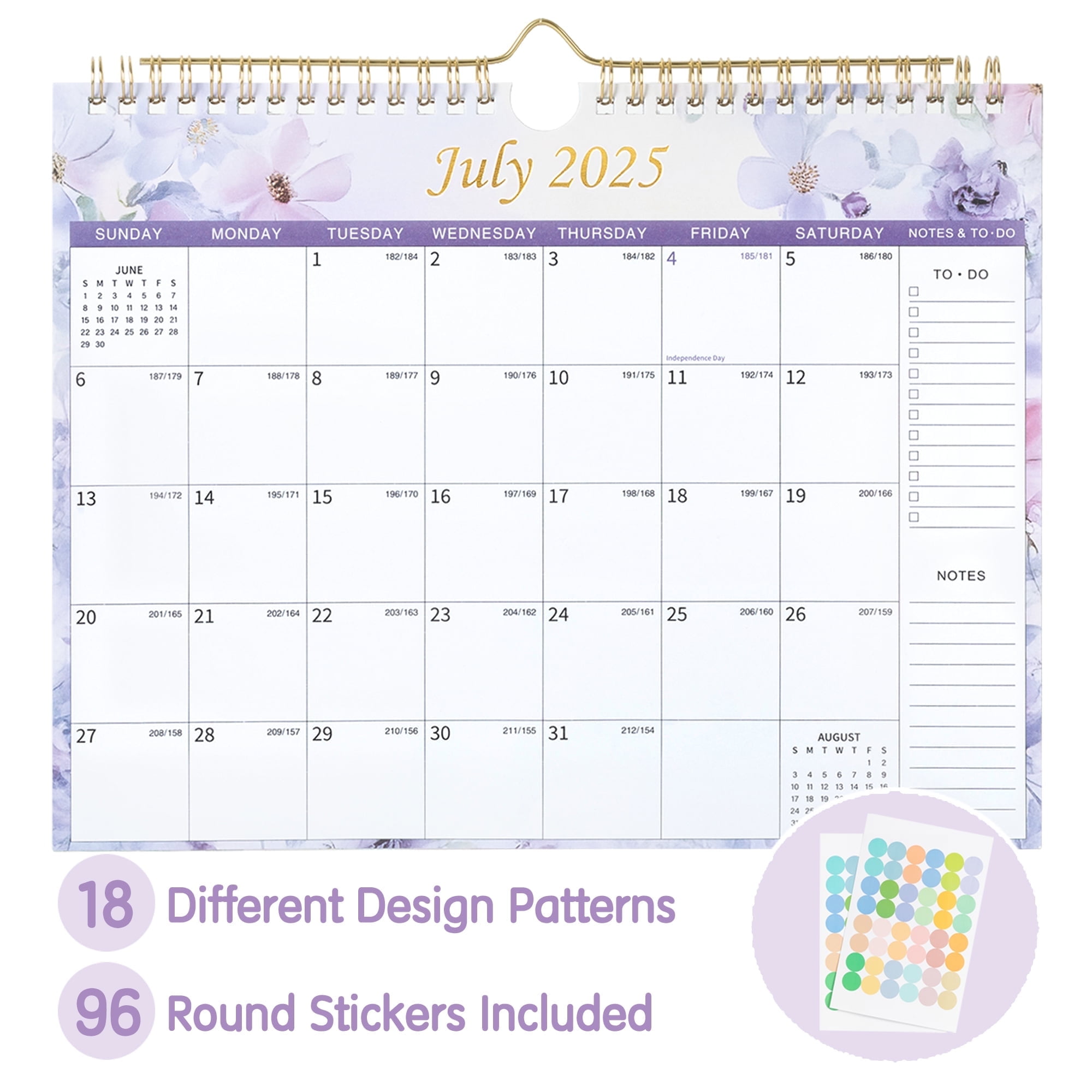 Deli 18 months Wall Calendar 2025-2026, 11" x 8.5", Thick Paper with Julian Dates and Block, Monthly planner for Office Home Planning & Organizing, Color Design