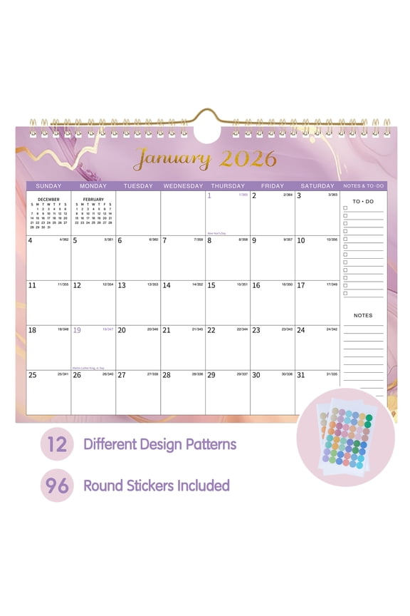 2026 Wall Calendar, 11" x 8.5", Thick Paper with Julian Dates and Block for New Year and Christmas Presents, Monthly planner for Office Home Planning & Organizing,Color Design