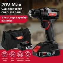 Deli 20V Cordless Compact 3/8-Inch Drill/Driver Kit,Power Drill Set with (2) 2.0 Ah Lithium-Ion Batteries and Charger,2 Variable Speed,Max Torque 50N.m