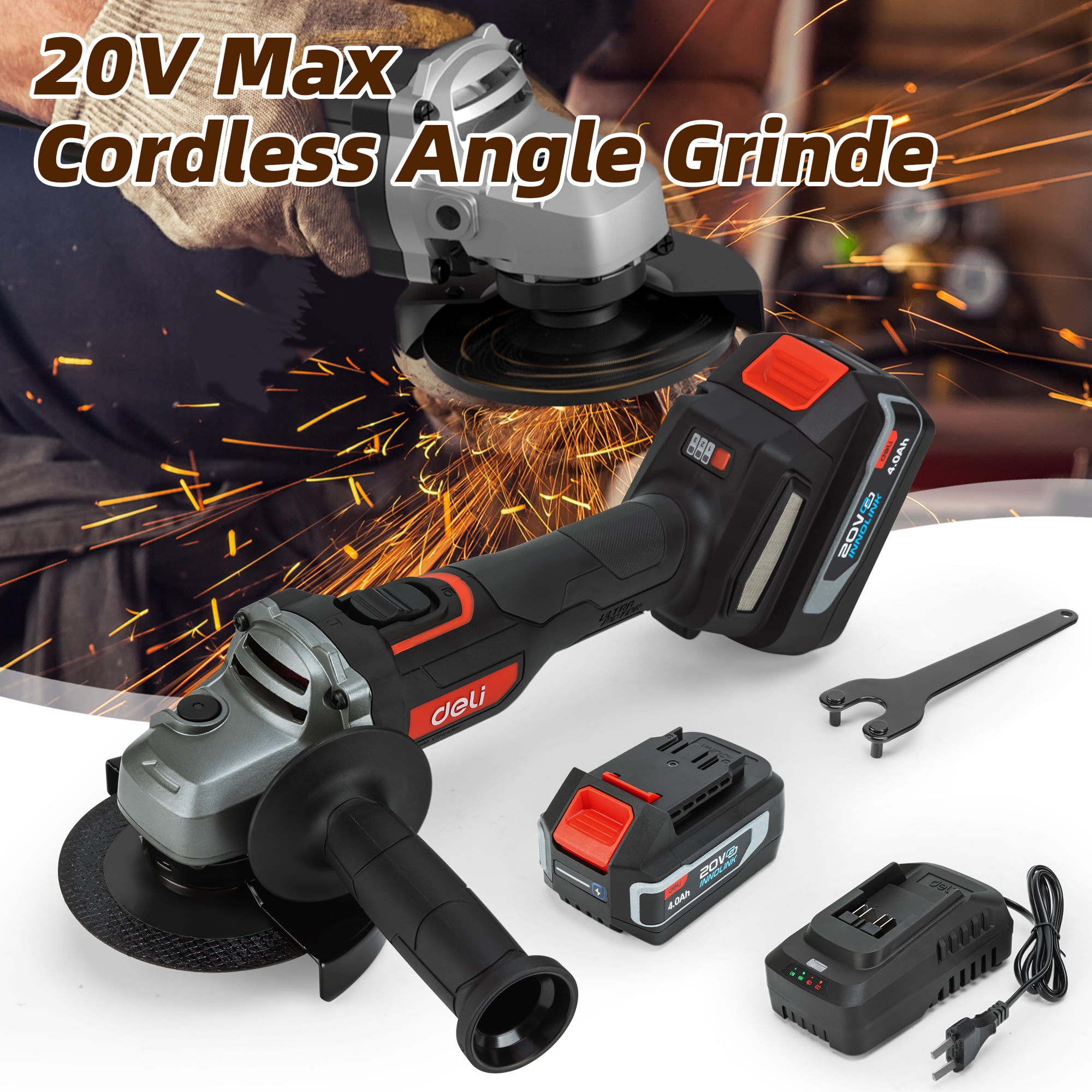 Cordless angle grinder with battery and charger hotsell
