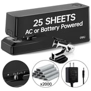 Deli 25-Sheet Electric Stapler with 2000 Staples & Staple Remover, AC or Battery Powered Staplers for Home Office, Black