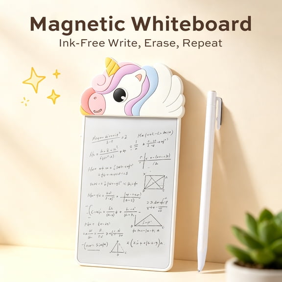 Deli Magnetic Whiteboard 6'' x 3", Dry Erase Board Ink-Free Reusable Desktop Notepad, Portable & Mess-Free, Memo Pad for Home Office