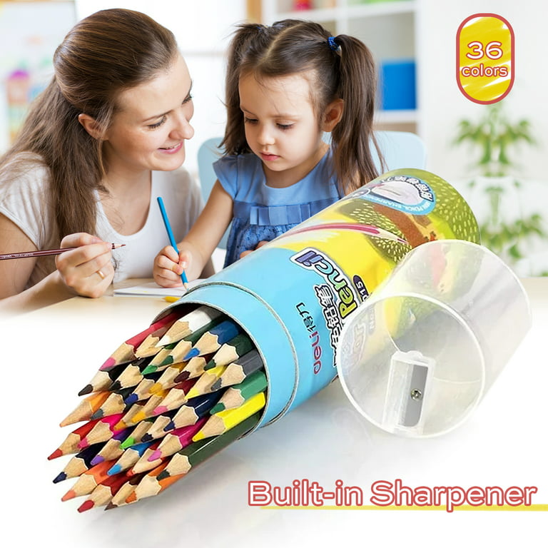 36 Pack Colored Pencils with Built-In Sharpener in Tube Cap, Vibrant Color  Presharpened Pencils for School Kids Teachers, Soft Core Art Drawing  Pencils for Coloring, Sketching, and Painting