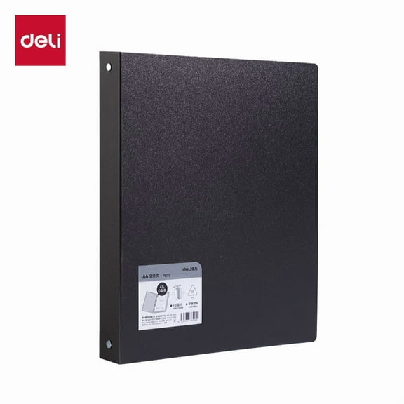 Deli 4-hole binder suitable for A4 paper size, black, suitable for office and home use