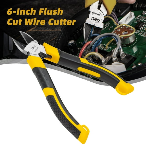 Deli 6-inch Heavy Duty Wire Cutters,Flush Cut Side Cutting Pliers with Ergonomic Grips, Ideal Wire Snips for Crafting, Floral, Electrical,Ultra Sharp & Powerful