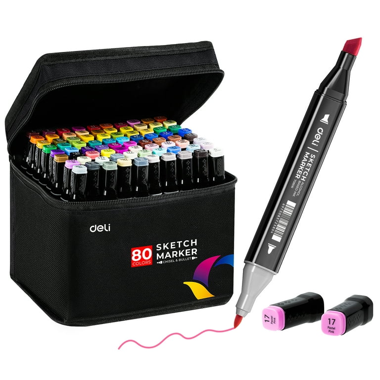 60/80 Colors Graphic Marker Pen Dual Tip Sketch Pen Double Ended Finecolour  Sketch Marker With Black Bag