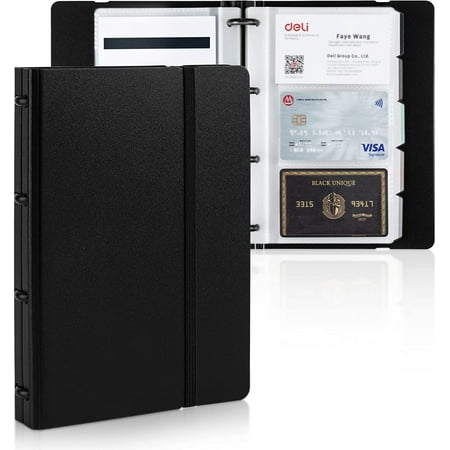 Deli Business Card Book Holder, Business Card Organizer, Name Card Book Holder, Portable Office Business Card Holder, Hold 180 Cards, Black