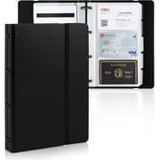 Deli Business Card Book Holder, Business Card Organizer, Name Card Book Holder, Portable Office Business Card Holder, Hold 180 Cards, Black