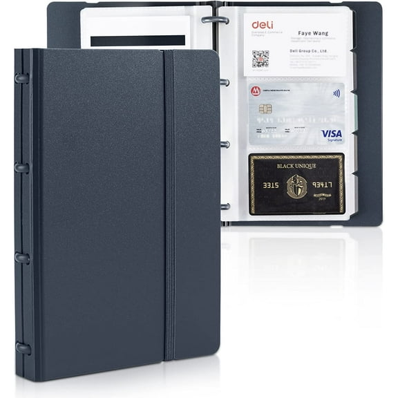 Deli Business Card Book Holder, Card Organizer, Name Card Book Holder, Hold 180 Cards, Blue