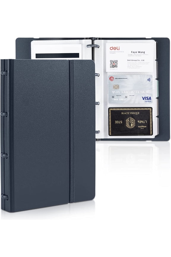 Business Card Book Holder, Card Organizer, Name Card Book Holder, Hold 180 Cards, Blue