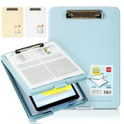 Deli Clipboard with Storage Case, 13.39" × 9.45" with Pen Holder & Low Profile Clip, Letter Size/ A4, Blue