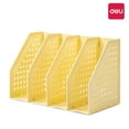 thumbnail image 1 of Deli Collapsible Magazine File Holder 4 Vertical Compartment Binder Holder, Light Yellow, 1 of 10