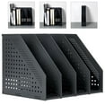 thumbnail image 1 of Deli Collapsible Magazine File Holder Magazine Rack Desk Organizer, 4 Vertical Compartments, Black, 1 of 10