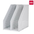 thumbnail image 1 of Deli Collapsible Magazine File Holder Magazine Rack Desk Organizer Binder Holder,2 Vertical Compartments,Light Gray, 1 of 10