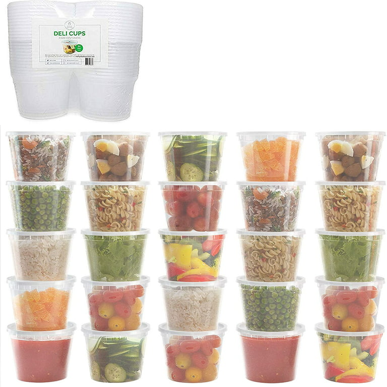 Deli Containers with Lids - Food Storage Containers - Clear Freezer Containers | 36-Pack BPA Free Plastic 8, 16, 32 oz | Cup Pint Quart Set | Great