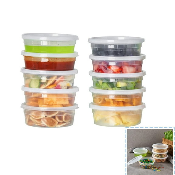 Deli Containers,12 Pack Plastic Clear Food Storage Container,QZS Premium Heavy-Duty Food Boxes, Freezer & Dishwasher Safe,8oz