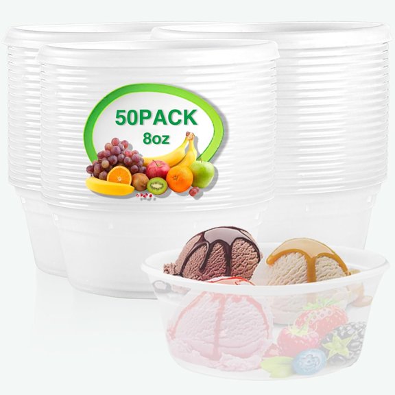 Deli Containers with 8 oz-50 Pack Meal Prep Containers Storage Containers with Stackable, Leakproof, , Microwave Dishwasher Freezer Safe for Takeout Meal