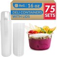 Deli Containers with Lids (75 Sets), 16 oz Plastic Deli Containers