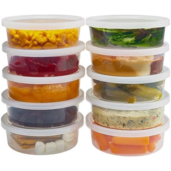 - Deli Containers with Lids 8 oz. Leakproof - 40 Pack Plastic Microwavable Clear Food Storage Container/Slime Premium Heavy-Duty Quality, Freezer & Dishwasher Safe