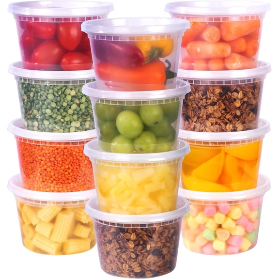 Galashield Food Storage Containers with Lids, 16 oz Plastic Deli Containers for Soup, Meal Prep and Takeout, 24-Pack