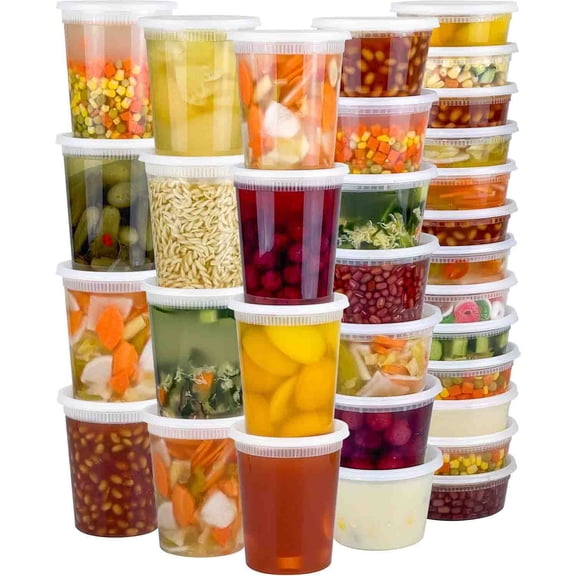 Deli Containers with Lids, Leak-Proof & BPA Free Airtight Takeout Plastic Food Storage Containers for Soup, Freezer/Microwave/Dishwasher Safe