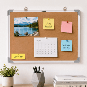 Deli Cork Bulletin Board, 18" x 24" Self-Healing Cork Board with Silver Aluminum Frame, Wall-Mounted for Office and Home
