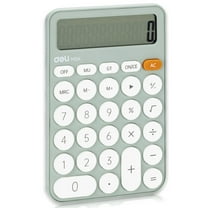 Deli Cute Green Calculator Desktop Big Buttons Small Simple Handheld Calculator Basic with 12 Digit Large LCD Display Girls Aesthetic Calculator for Women Standard Calculator for School Home Office